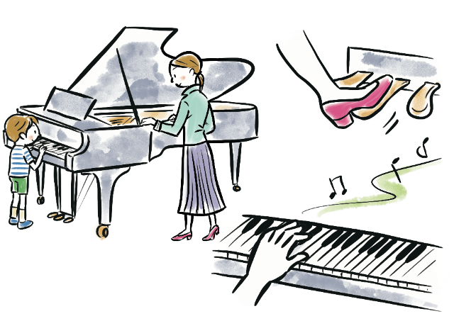 響板、鍵盤、ペダルなど内装をしっかりチェック